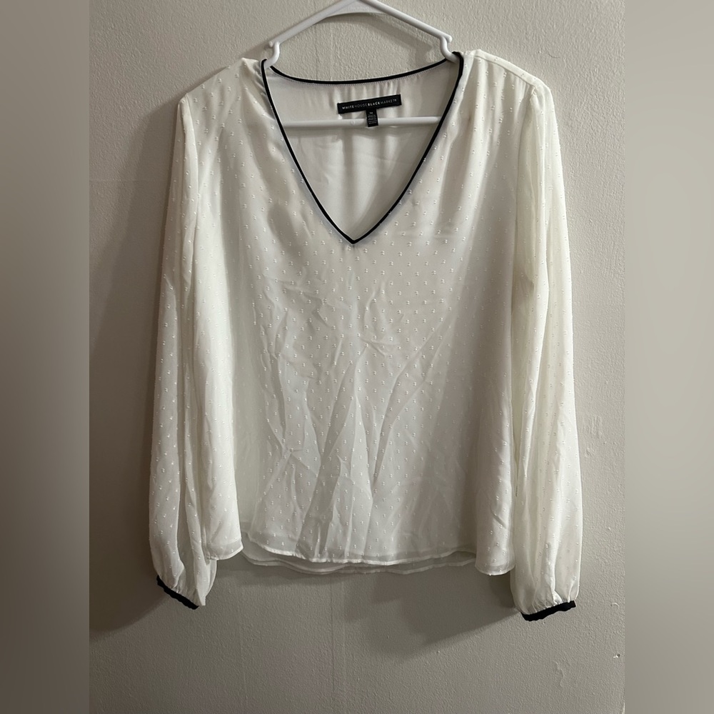 Black and White V-Neck Blouse